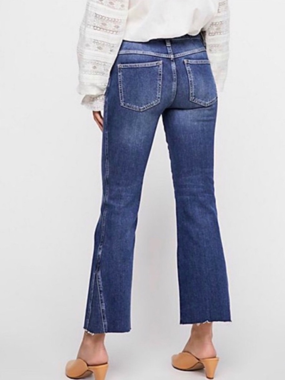 FREE PEOPLE Rita Boho Kick Flare Raw Hem Jeans